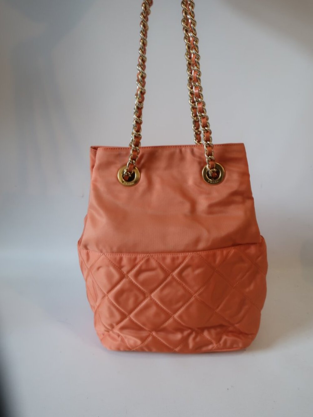 Womens Prada Salmon/Coral Nylon Tote Bag - Picture 7 of 16